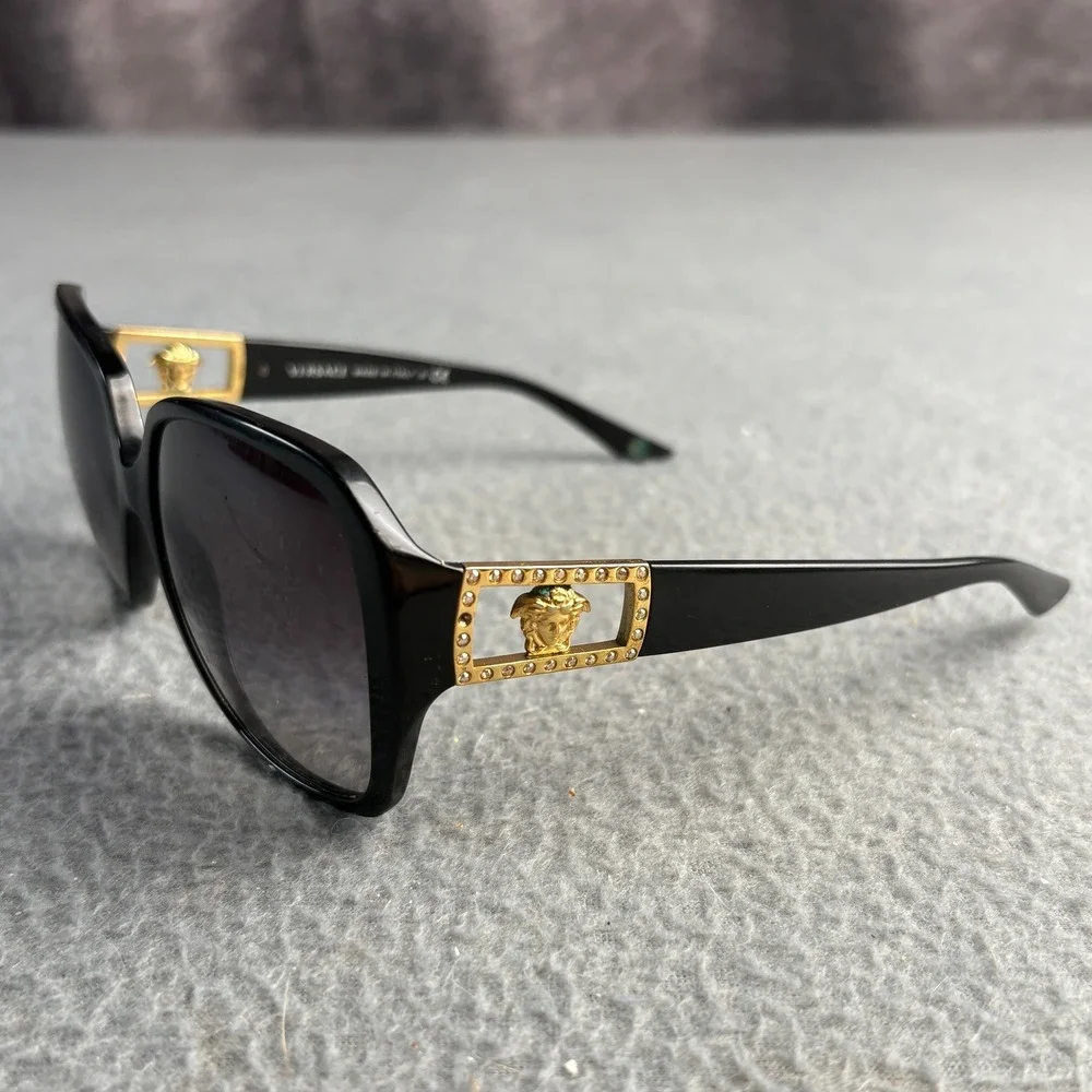 Versace 4212-B Medusa Crystal Sunglasses Black Gold Butterfly 57-16-135